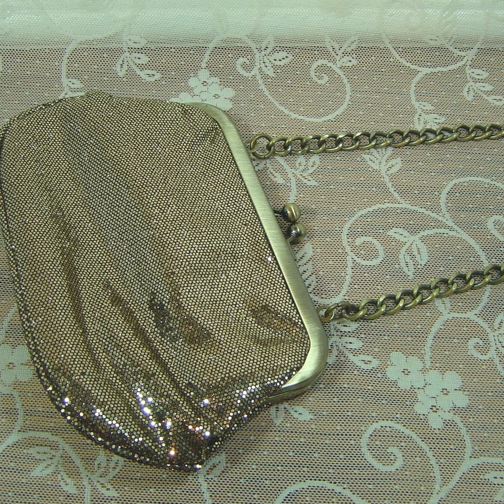 Shimmery Gold evening bag with chain strap--Express brand